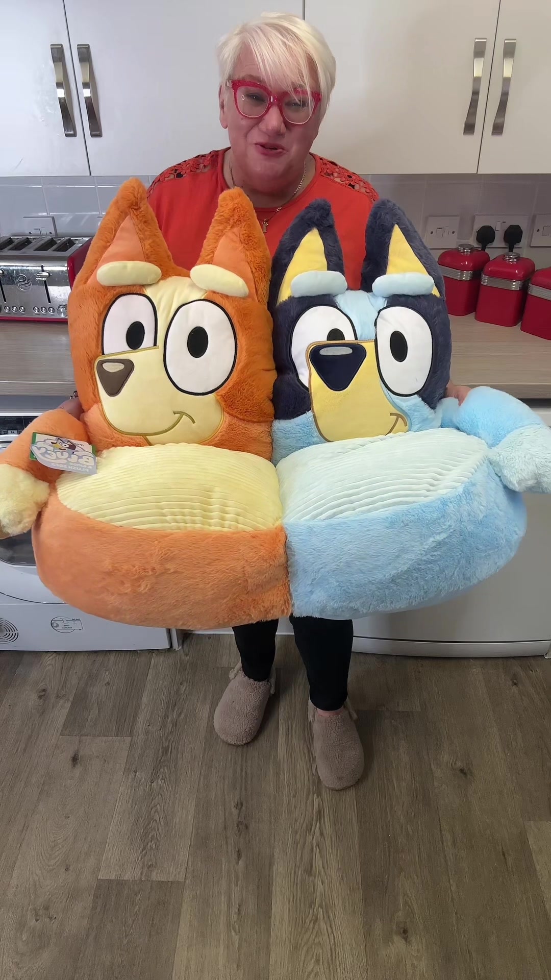 TikTok post by @leasy_lou for Keplin. Caption reads: For You Days Bluey & Bingo Kids Plush Sofa Chair -....