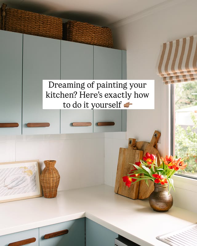 Instagram post by @genevavanderzeil for Benjamin Moore. Caption reads: [...] your kitchen, so here it is! I used....