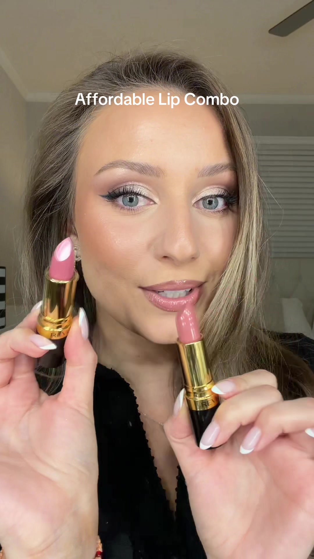 TikTok post by @ivistefanovaa for Revlon. Caption reads: I’m back with another affordable lip combo from....