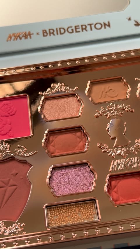 Instagram post by @nerd.over.makeup for Bridgerton. Caption reads: @nykaacosmetics x @bridgertonnetflix just launched....