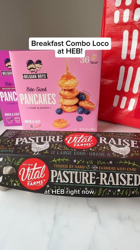 Instagram post by @grocery_obsessed for H-E-B. Caption reads: 🥞 New Combo Loco at @heb! #sponsored Buy a dozen....