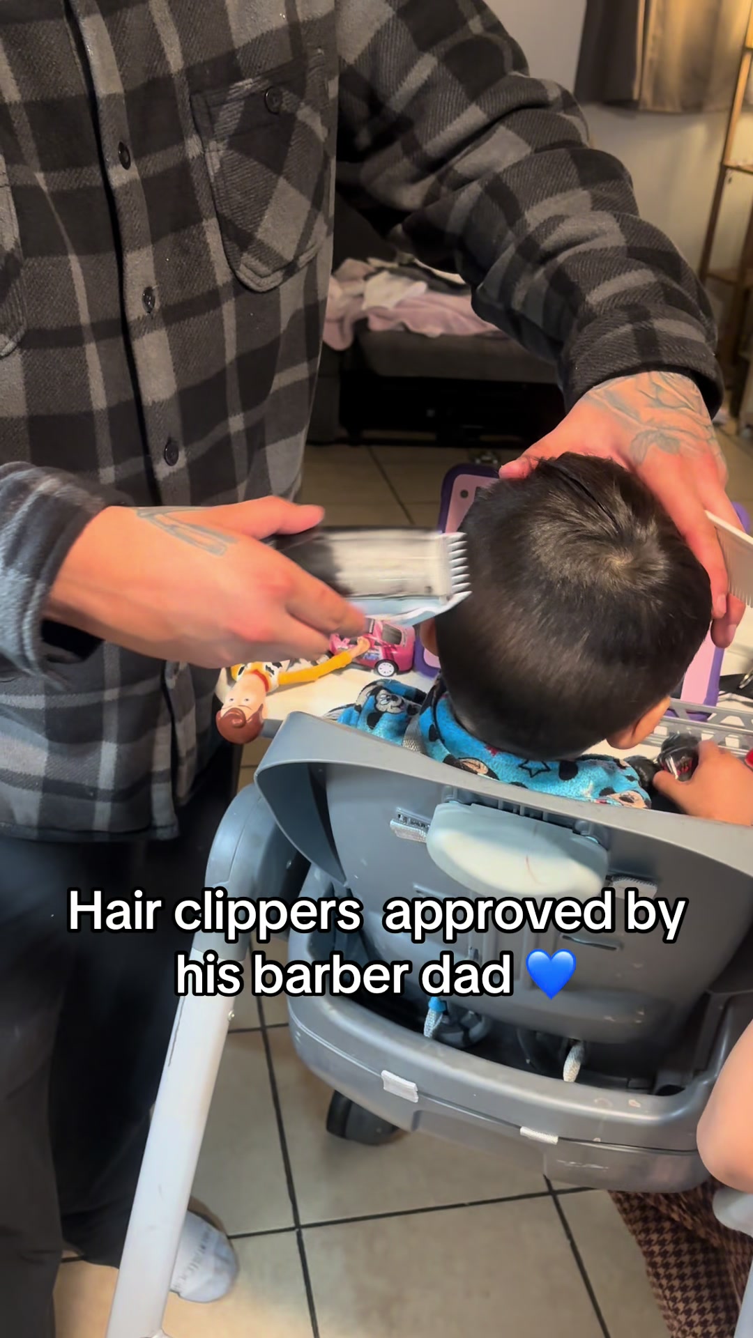 TikTok post by @mariaer123_ for Mommed. Caption reads: [...] the floor after #fyp #kidshairclippers....