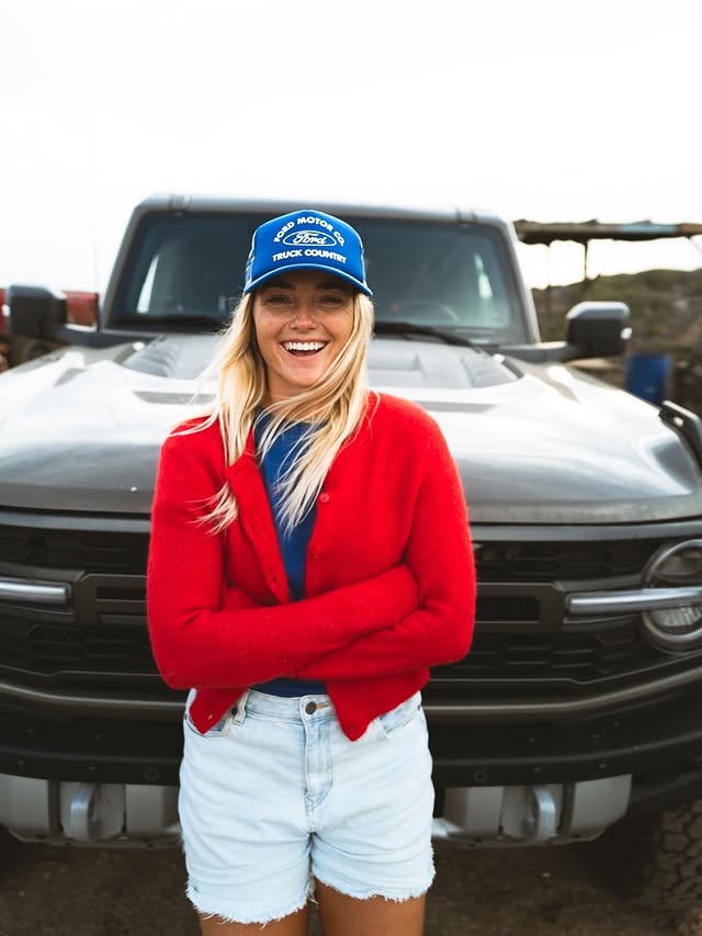 Instagram post by @maloupeterson for Ford Performance. Caption reads: Signs of a good time ⚡️ #TeamBronco_Ambassador....