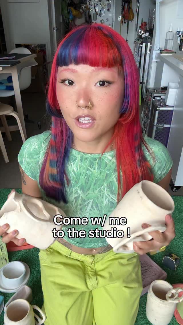 Instagram post by @ameyaokamoto for Lyft. Caption reads: Back in the ceramics studio thanks to @Lyft Wait &....