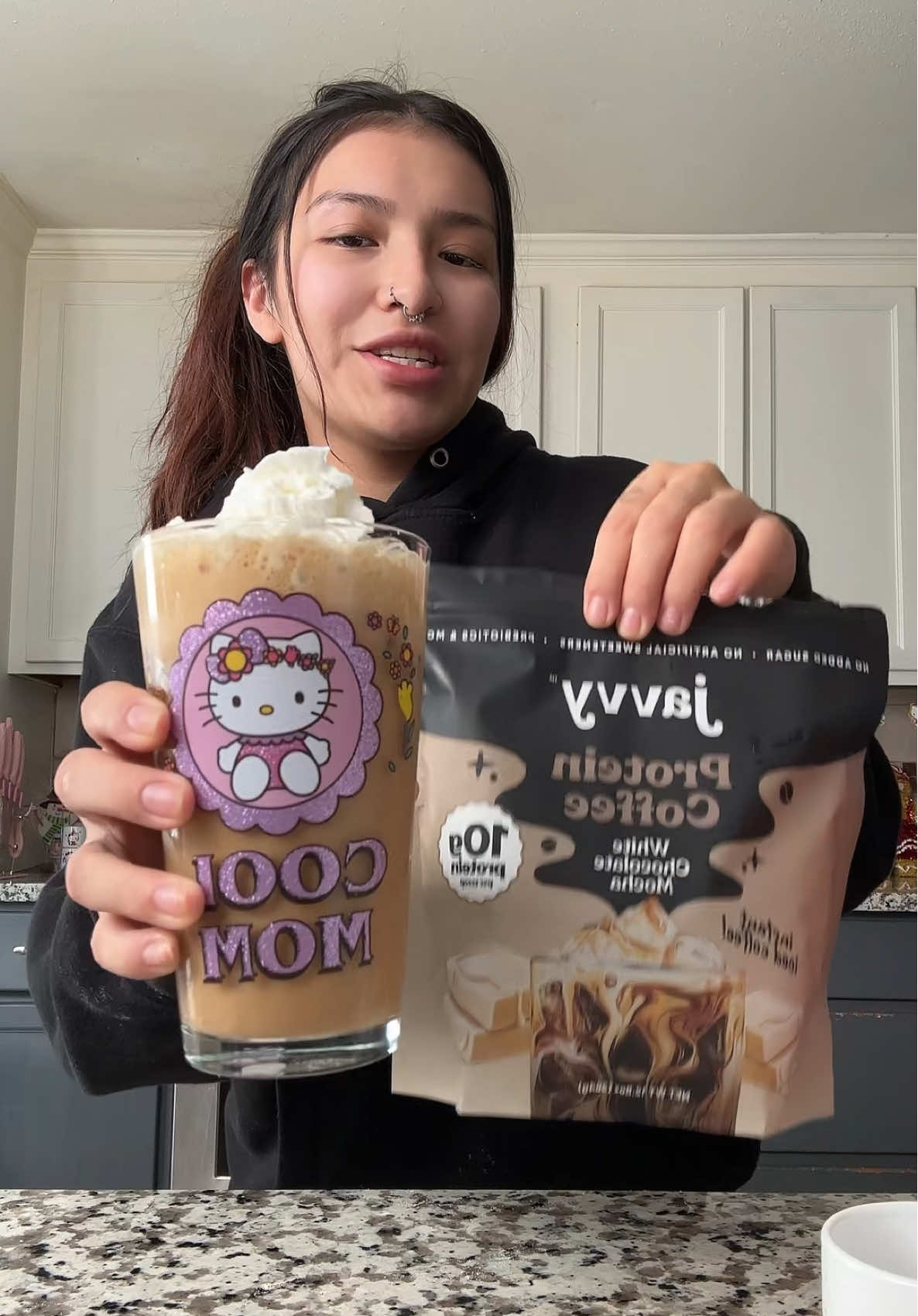 TikTok post by @__porshies for Javy Coffee. Caption reads: i’ve been SLEEPING on @Javvy Coffee  perf for a....