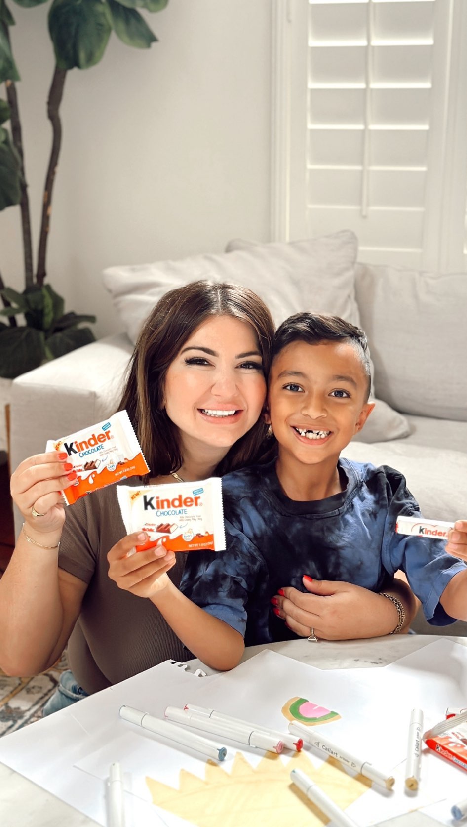 Instagram post by @mandy for Kinder U.S.. Caption reads: #Ad Ain’t no mountain high or flight long enough....