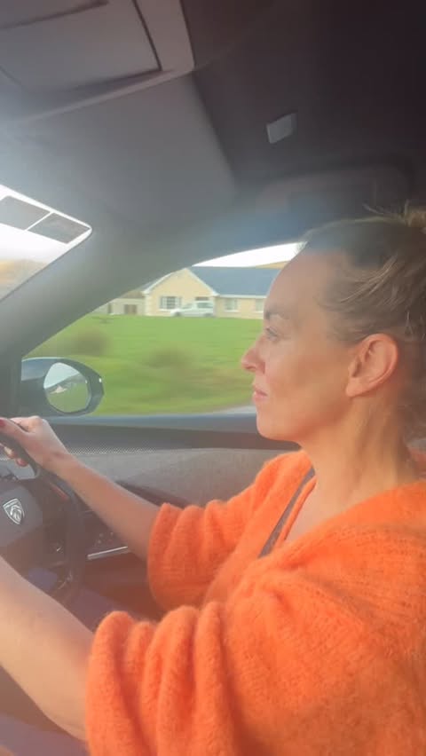 Instagram post by @kathrynthomasofficial for Peugeot. Caption reads: [...] fully electric ⚡️ been driving the....