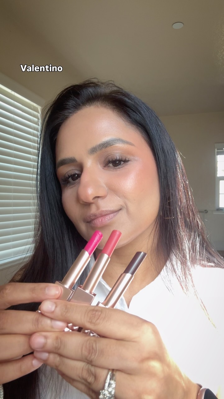 Instagram post by @beautysoul.traveling for Valentino. Caption reads: 🥰🥰 I received 3 shades from the new....