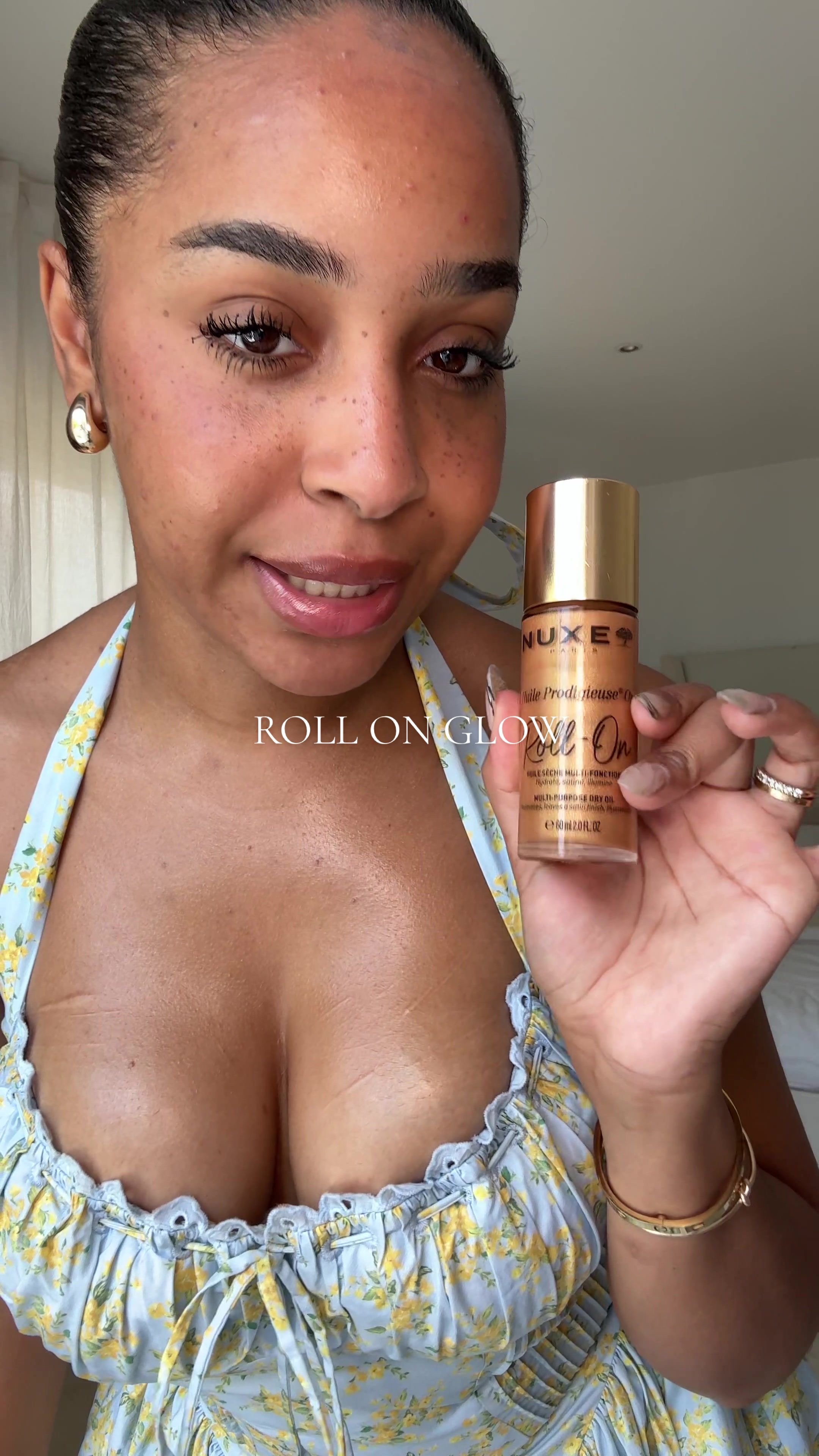 TikTok post by @yanissasurtiktok for NUXE. Caption reads: L’iconique Huile Prodigieuse de @Nuxe en version....