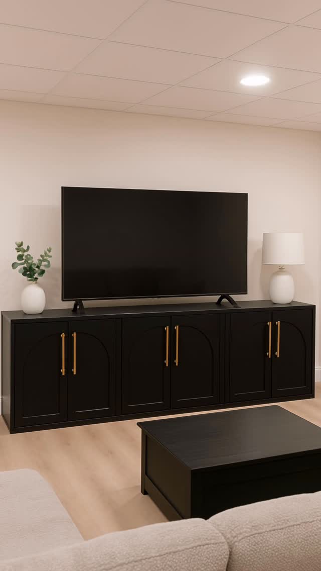 Instagram post by @jennacompono for Mopio. Caption reads: [...] real quick 😂🙌 Cabinets from @mopioinc....