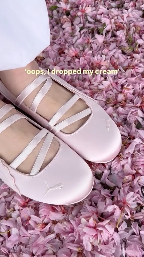 Instagram post by @oleksandra.cherniak for PUMA. Caption reads: i dropped my cream 😅💓🌸 #pumaspeedcat @puma.
