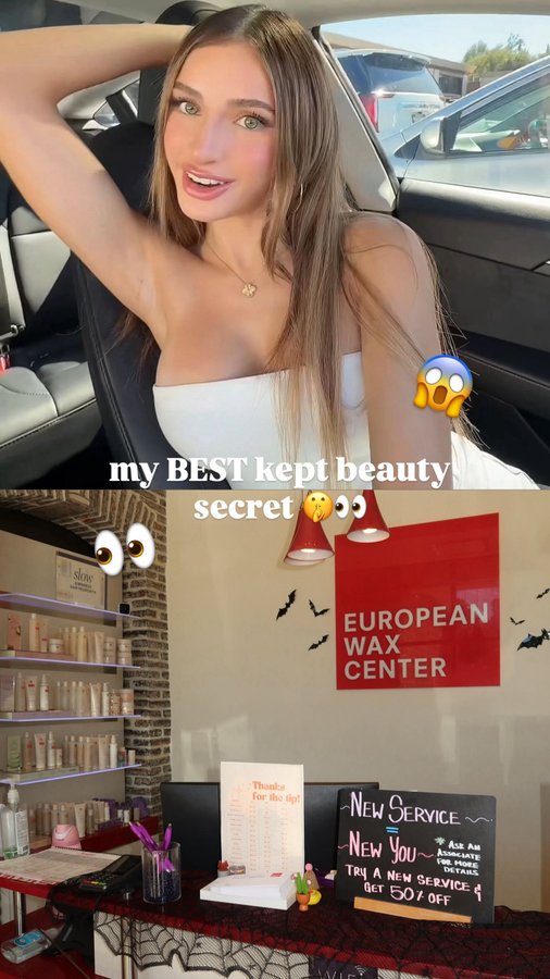 Instagram post by @lindceybeauty for European Wax Center. Caption reads: [...] and book your appointment ASAP😍....