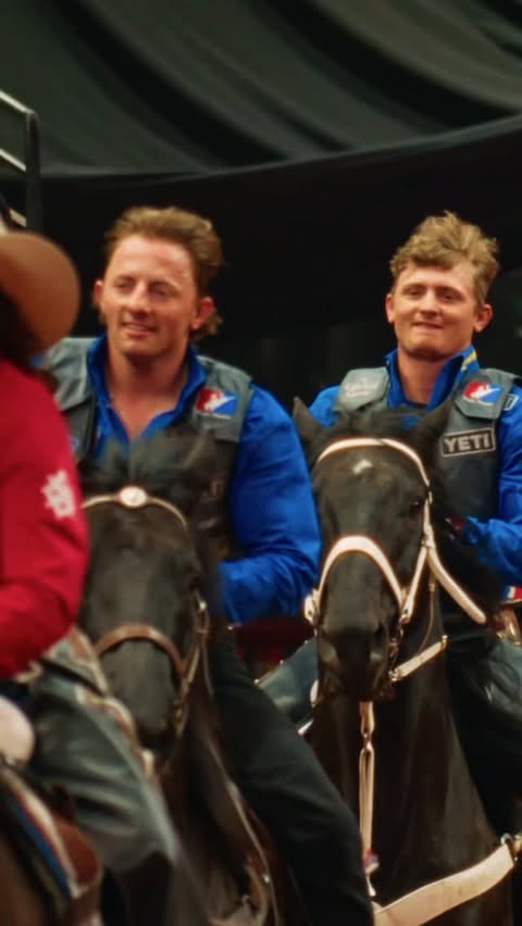 Instagram post by @officialrustywright for Wrangler. Caption reads: Seeing double 🤩🤠 #TeamWrangler #LongLiveCowboys....