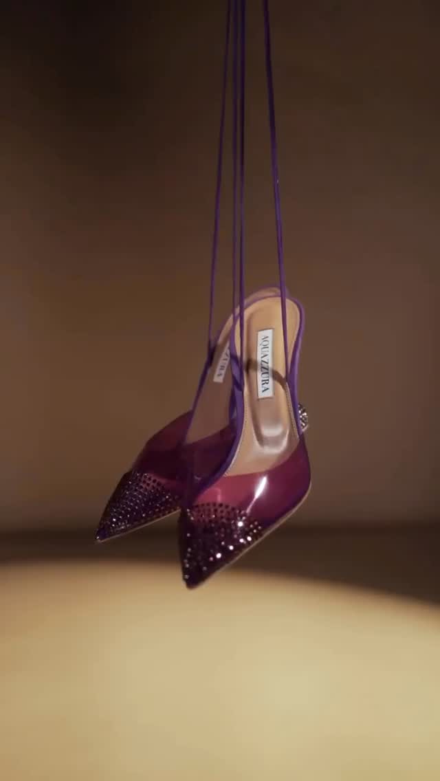 Instagram post by @yourbagandshoes for AQUAZZURA. Caption reads: Splendid! 1 or 2? Which color would you....