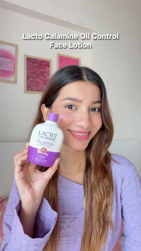 Instagram post by @khushikumpawatt for Lacto Calamine. Caption reads: [...] Let’s keep that shine in check! ✨💚 Lacto....