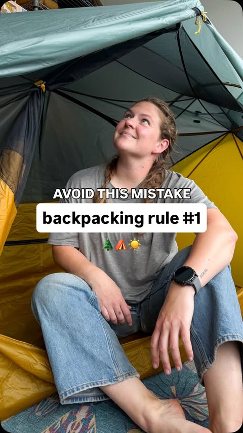 Instagram post by @she.roams.wild for REI. Caption reads: [...] #adventuremore #tentcamping #reipartner.