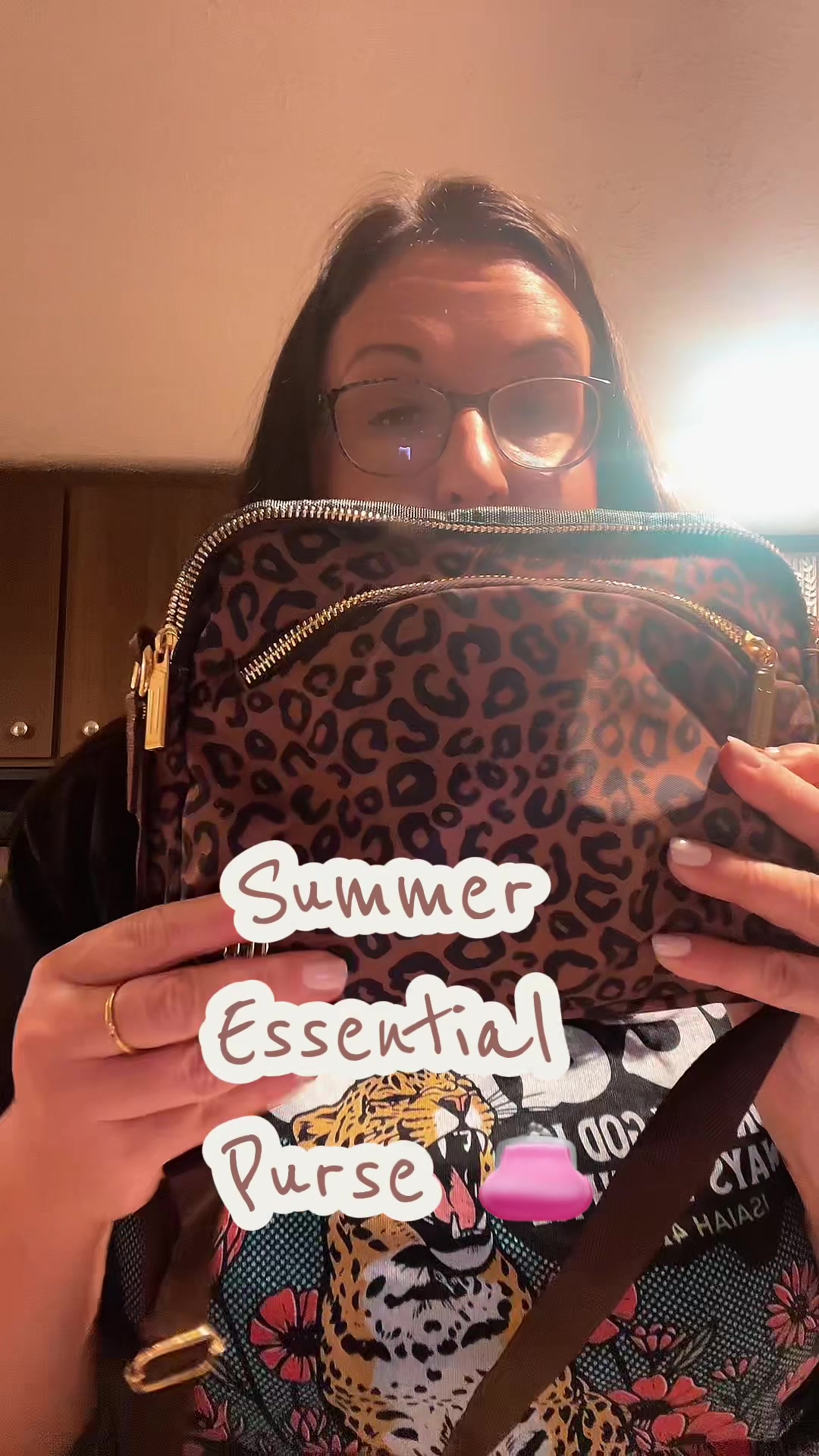 TikTok post by @csmith01007 for MEXS Bag. Caption reads: @MEXS Bag #mombag #leapordprint #momsover30 [...].