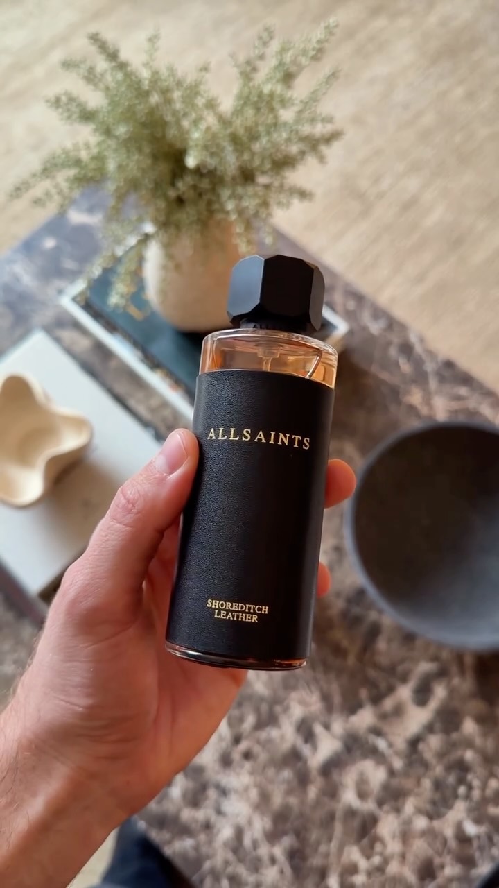 Instagram post by @bentaylortech for ALLSAINTS. Caption reads: Colder weather = leather weather. Layered up in my....