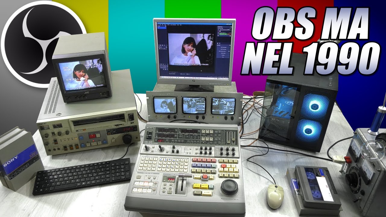 YouTube post by @MVVblog for VEVOR. Caption reads: LIVE with OBS but we are in the 90s - I connect an....