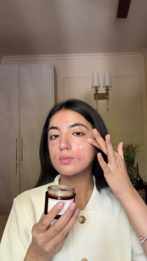 Instagram post by @mishkamalhotra_ for Kama Ayurveda. Caption reads: [...] I’ve noticed after six weeks with....