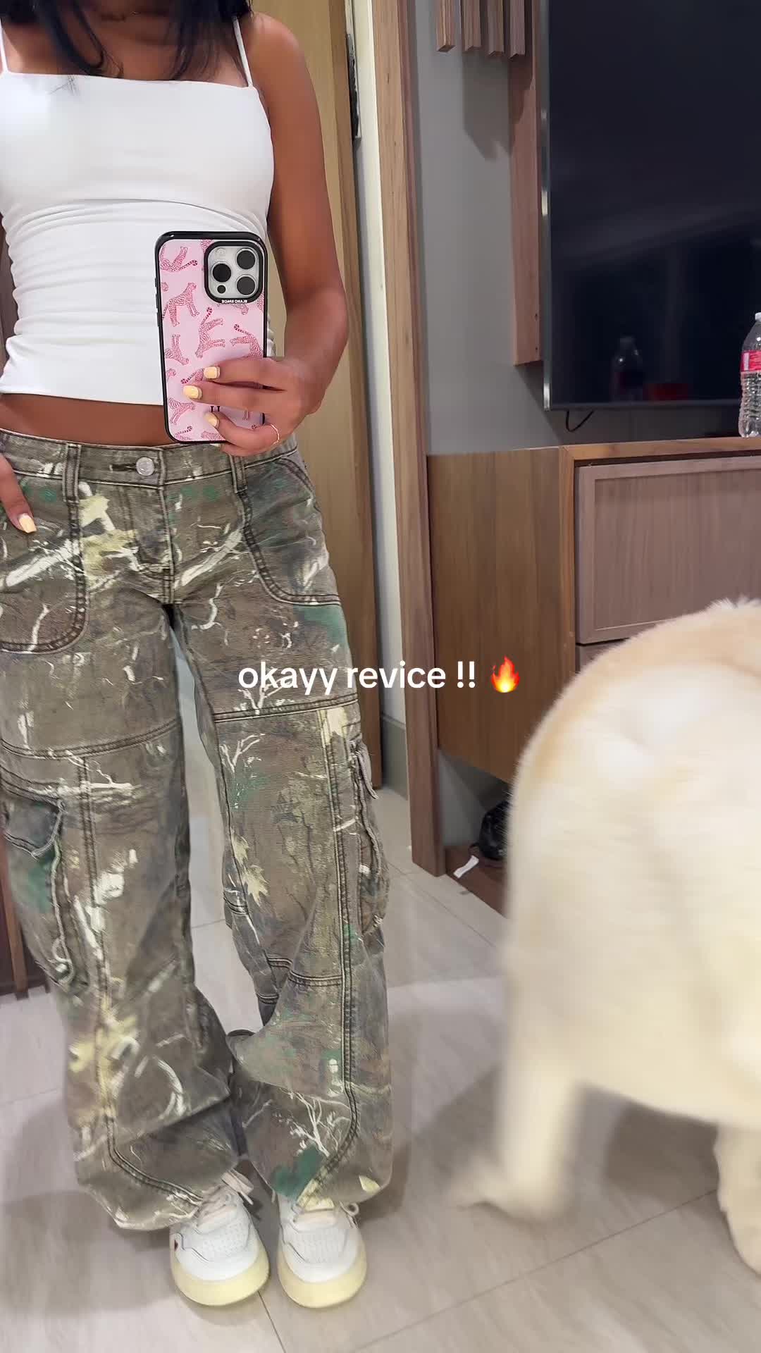 TikTok post by @nothanksimhungry for Revice Denim. Caption reads: [...] #denim #denimjeans #camopants #revice....