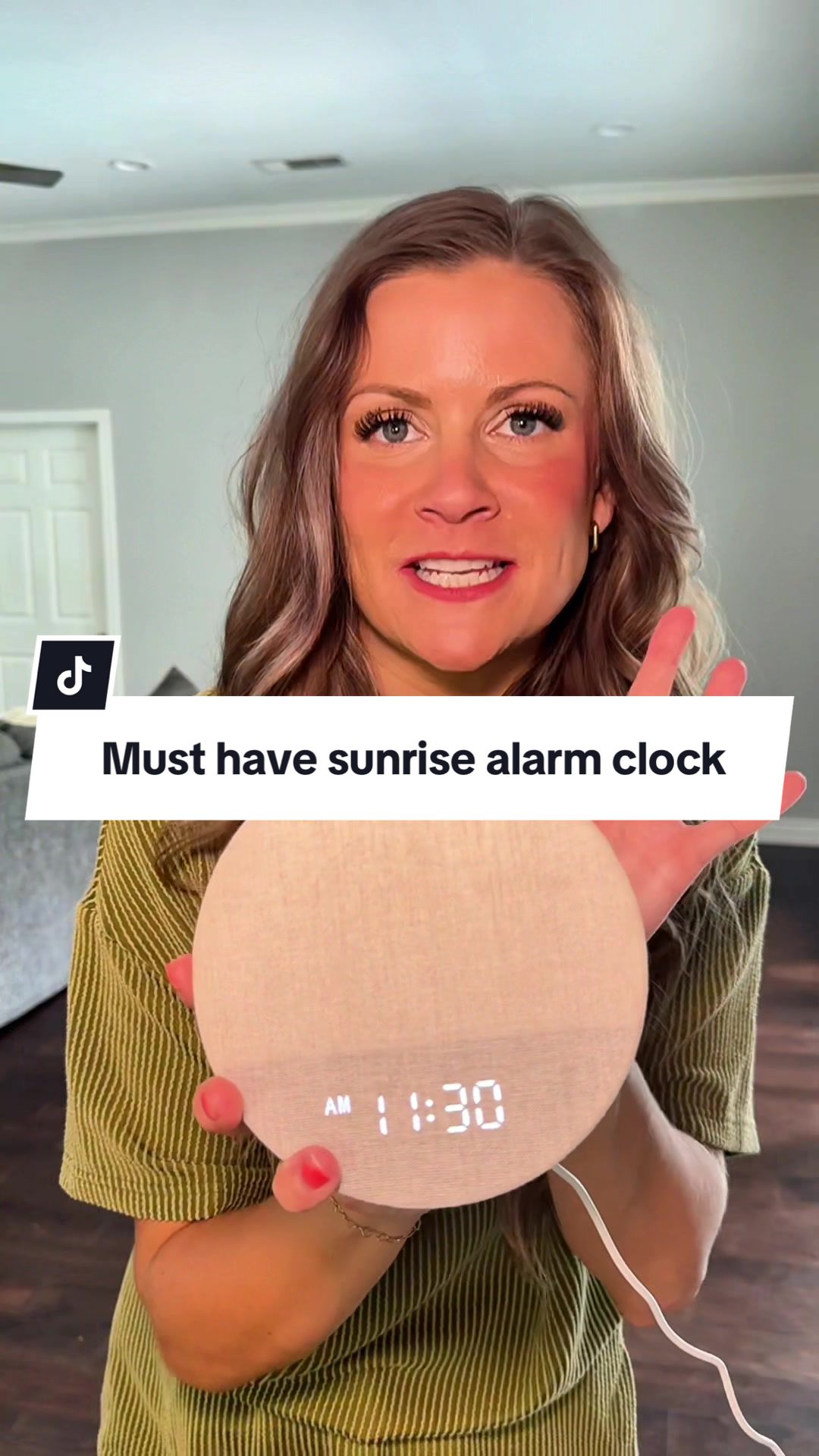 TikTok post by @nataliegammonley for Dreamegg. Caption reads: This @Dreamegg sunrise alarm clock and sound....