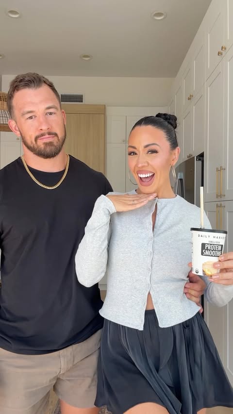 Instagram post by @nickyschmaderer_fit for Daily Harvest. Caption reads: [...] I should (sorry, Brody!) Thankfully,....