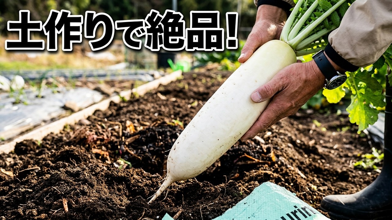 YouTube post by @jiromaru for OtoLogic. Caption reads: Must-watch for anyone struggling to grow daikon!....