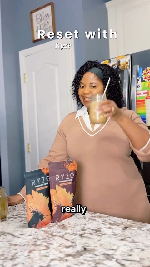 Instagram post by @preciousexplores for RYZE SUPERFOODS. Caption reads: [...] while it’s still warm for once This....