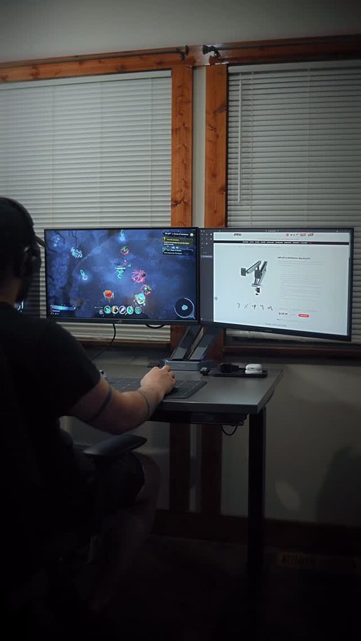 Instagram post by an influencer for MSI USA. Caption reads: Take your setup off the desk and into the future.....