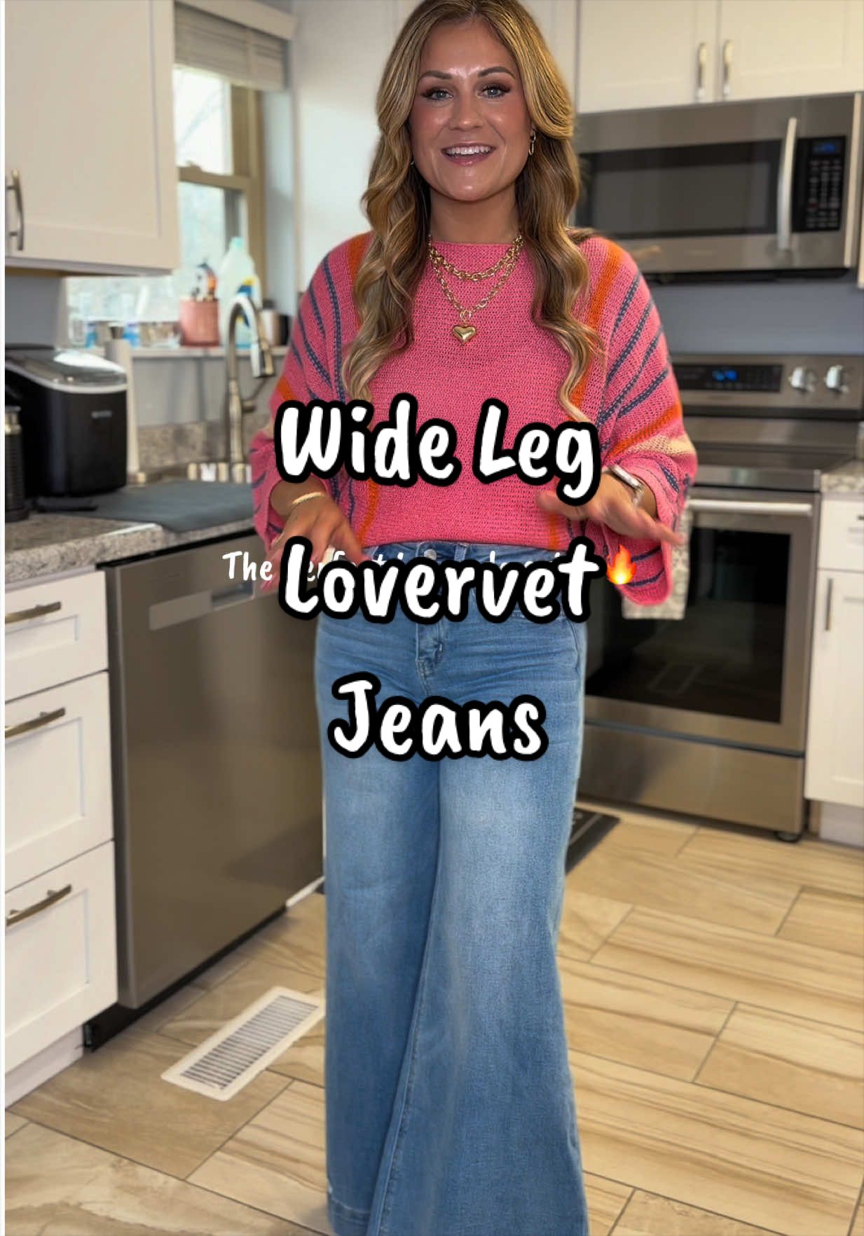 TikTok post by @jackiebentleyshop for Ava Lane Boutique. Caption reads: [...] leg jeans with 3 inseam choices! @Ava Lane....
