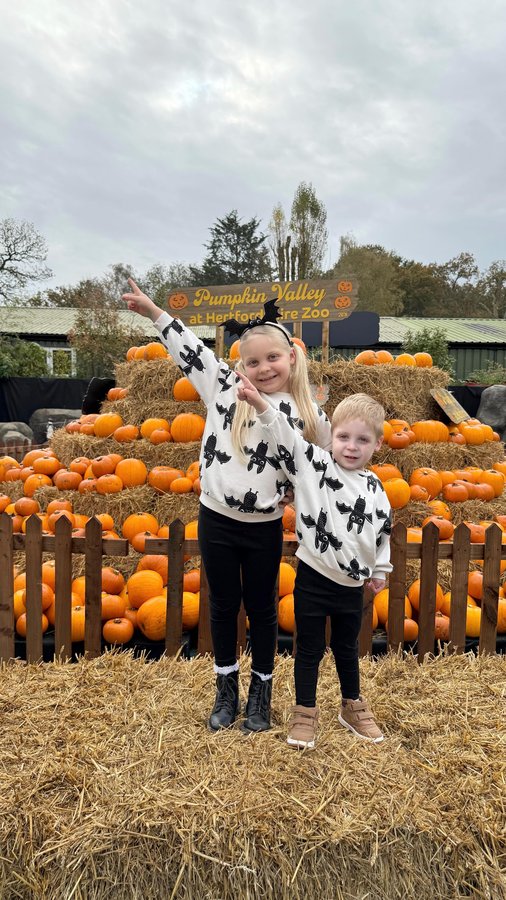 Instagram post by @erin.grace.b for Hertfordshire Zoo. Caption reads: 🎃 We had the best day out at @hertfordshirezoo....