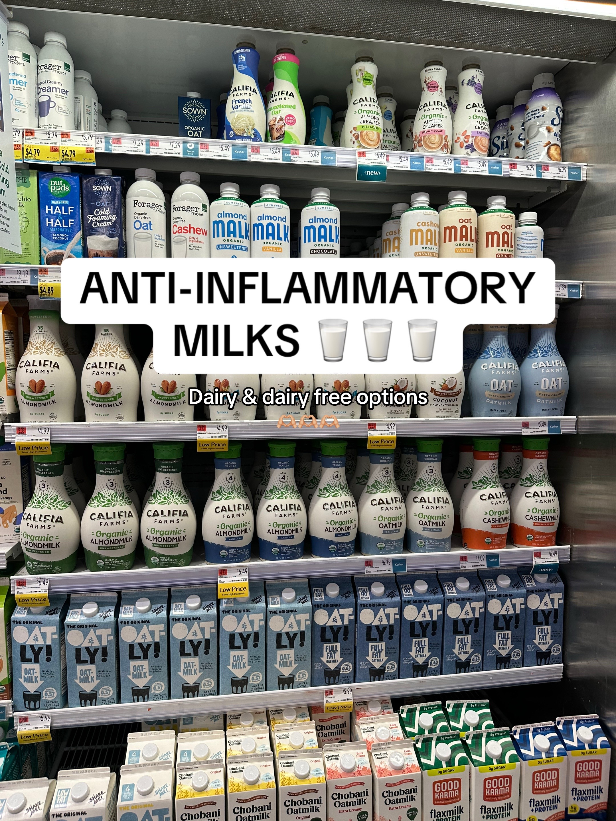 TikTok post by @well_withchristina for Elmhurst 1925. Caption reads: All my favorite clean/ easy to digest milk....