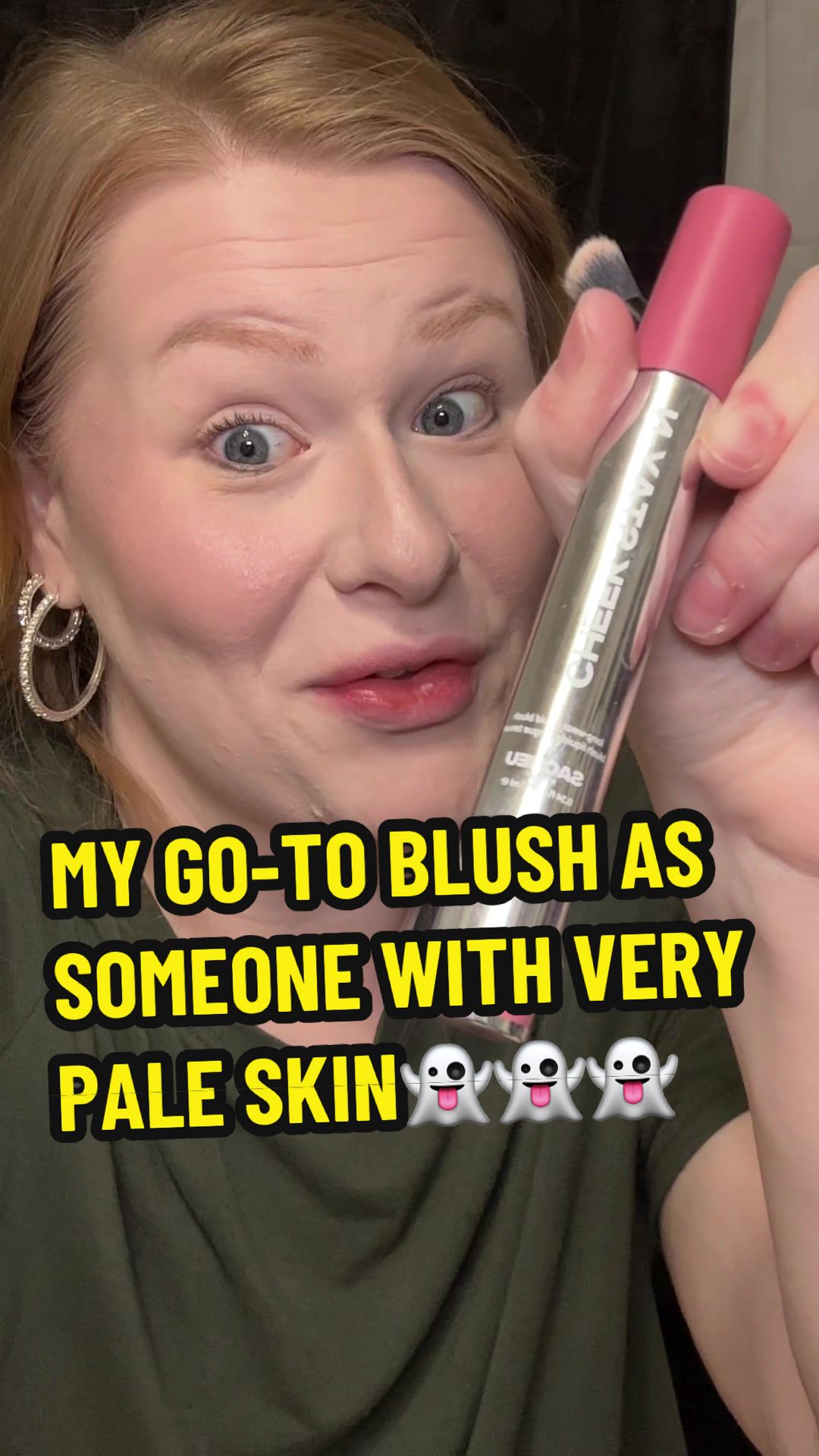 TikTok post by @endicottmua for Sacheu. Caption reads: [...] BLUSH AS SOMEONE VERY PALE👻 @SACHEU Beauty....