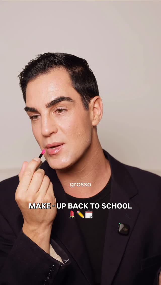 Instagram post by @_davidecorsini_ for NABLA Cosmetics. Caption reads: Make-up: Back to School Edition 🎒💄

Eau de....