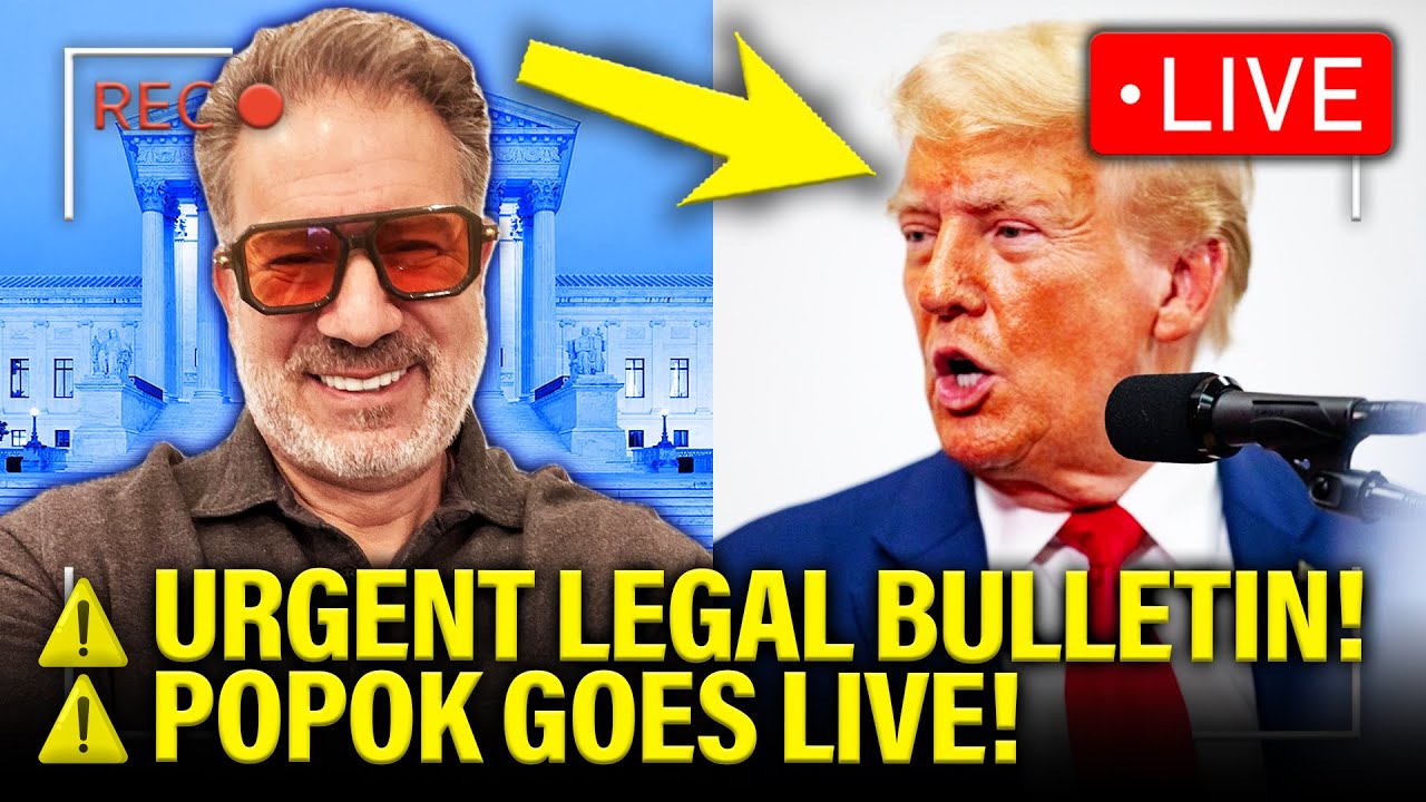 YouTube post by @MeidasTouch for Mack Weldon. Caption reads: LIVE: Popok Gives URGENT LEGAL UPDATE.