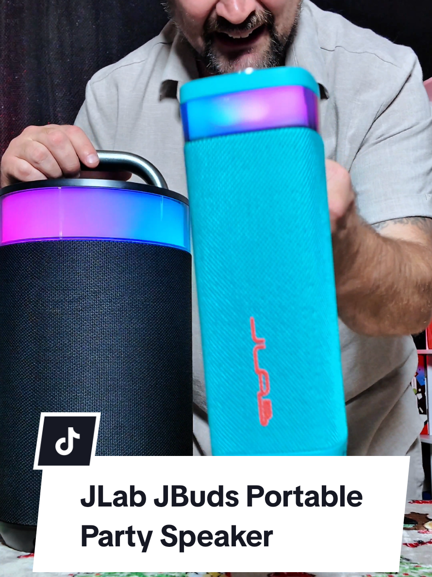 TikTok post by @elitepainting903 for JLab Hong Kong. Caption reads: JLab JBuds Party Portable Bluetooth Speaker @JLab....