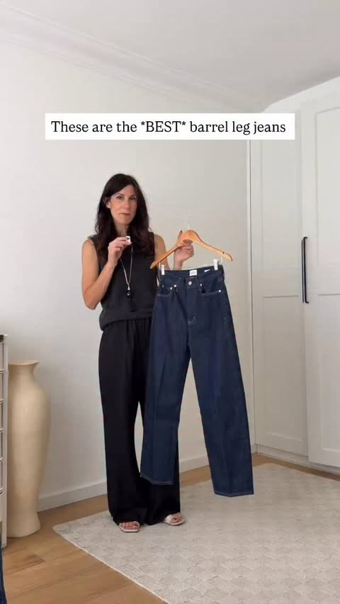 Instagram post by @mademoisellejaime for NET-A-PORTER. Caption reads: [...] *PERFECT* pair of barrel leg jeans at....
