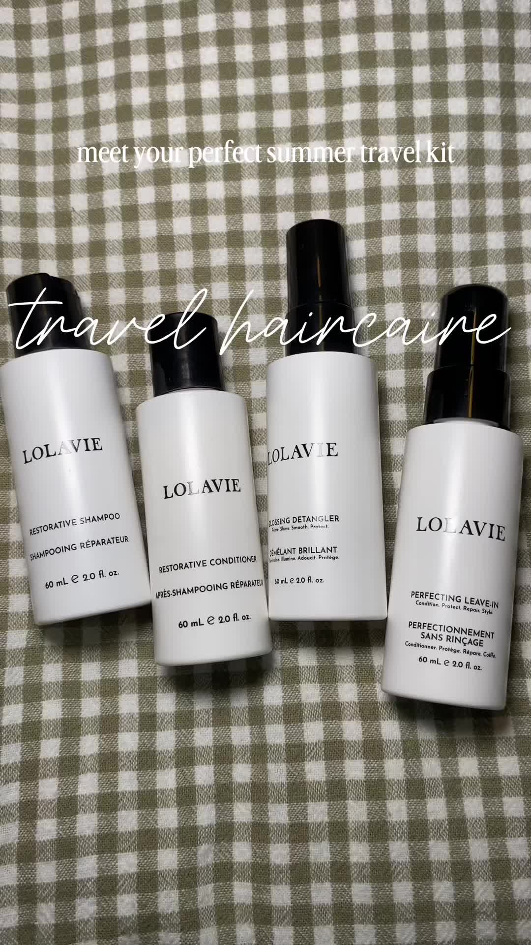 TikTok post by @meg__and_co for LolaVie. Caption reads: [...] summer travel kit just landed ☀️✈️ The....