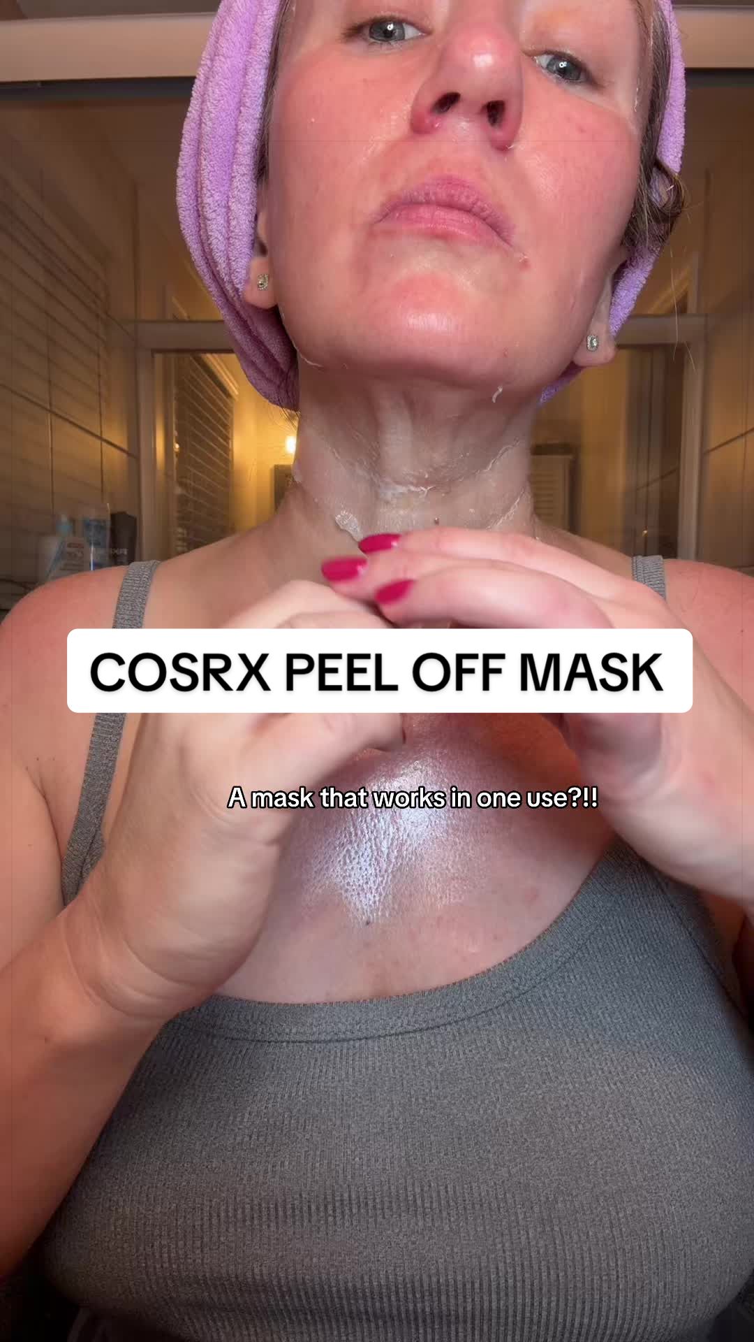 TikTok post by @tamie.konzier for COSRX. Caption reads: @COSRX US peel off mask for plump, [...].