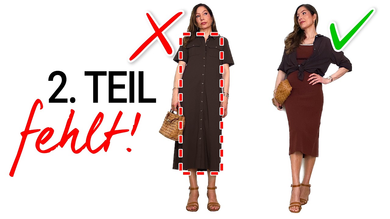 YouTube post by @natashagibsongermany for Linha Niina Secrets. Caption reads: 6 DRESS Mistakes That Make Us Look OLD-FASHIONED....
