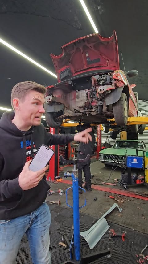 Instagram post by @adamc3046 for carVertical. Caption reads: [...] 4. Whilst welding the Twingo, I use....