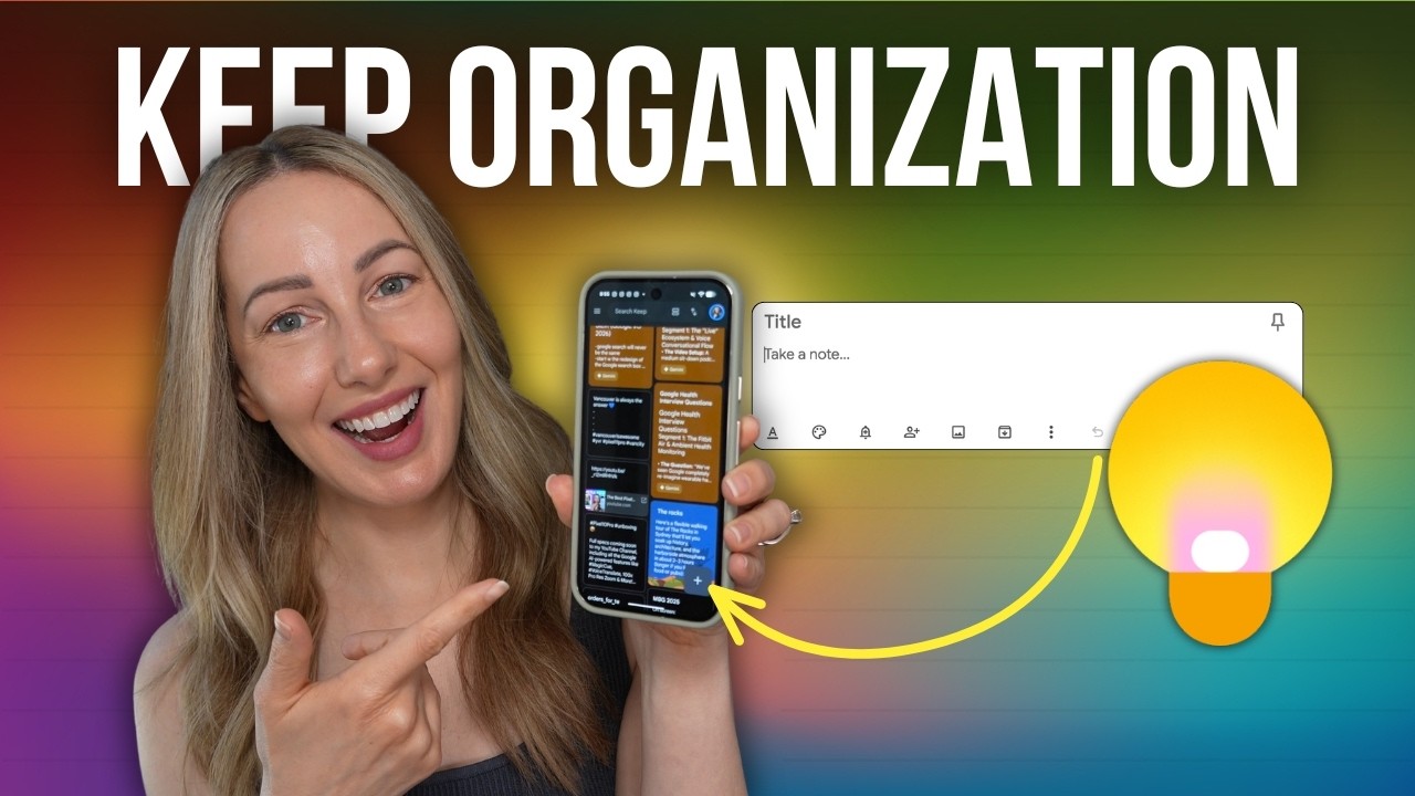 YouTube post by @TasiaCustode for TubeBuddy. Caption reads: Top Google Keep Tips for Optimal Organization.