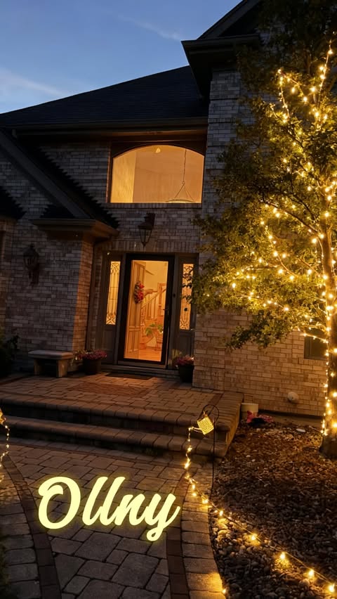 Instagram post by @lifewithfairyusa for Ollny Official. Caption reads: ✨ My backyard glow-up with Ollny solar lights ✨ 🐝....