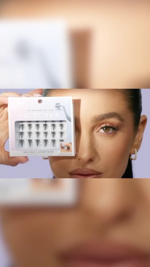 Instagram post by @ash_kholm for Falscara. Caption reads: [...] use in my makeup kit from KISS lashes &....