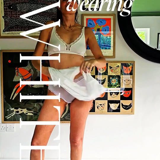 Instagram post by @amyvicowens for Stripe & Stare. Caption reads: Wearing white this summer — and feeling so good....