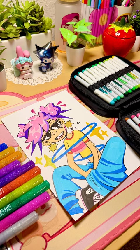 Instagram post by @lalaineartgeek for Ohuhu Art Supplies. Caption reads: I haven’t painted in a good while so trying these....