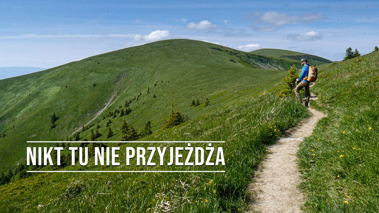 YouTube post by @Bushcraftowy for E-Militaria. Caption reads: Biwak Solo w dzikich górach - tutaj nikt nie....