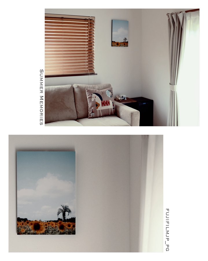 Instagram post by @mikarin_77 for Fujifilm. Caption reads: 𓏸𓈒𓍯𓈒 ◌ @fujifilmjp_pg さんから届いたウォールデコ🖼....