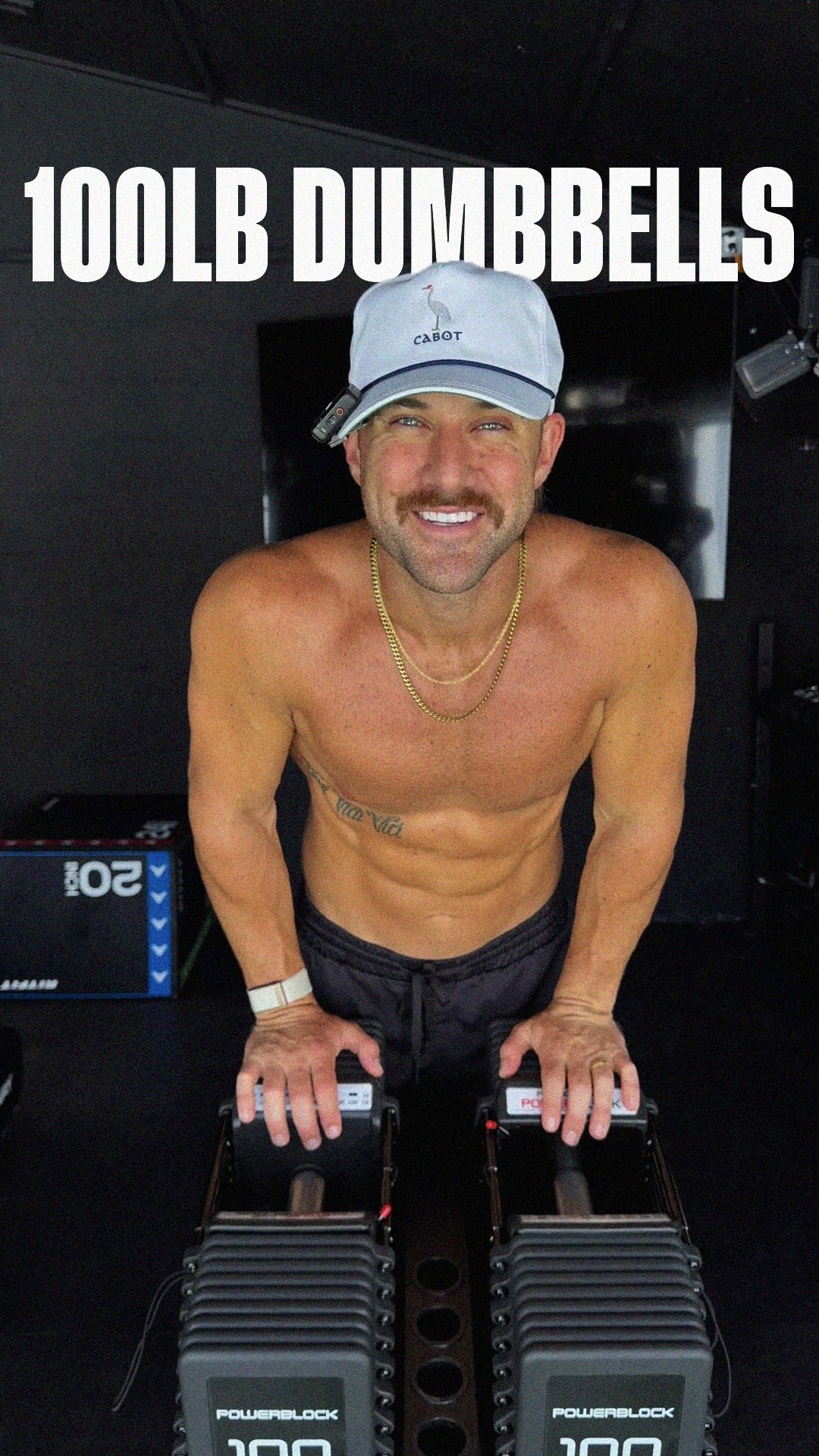 Instagram post by @nickflintness for PowerBlock. Caption reads: [...] 80’s, and... you get the point....